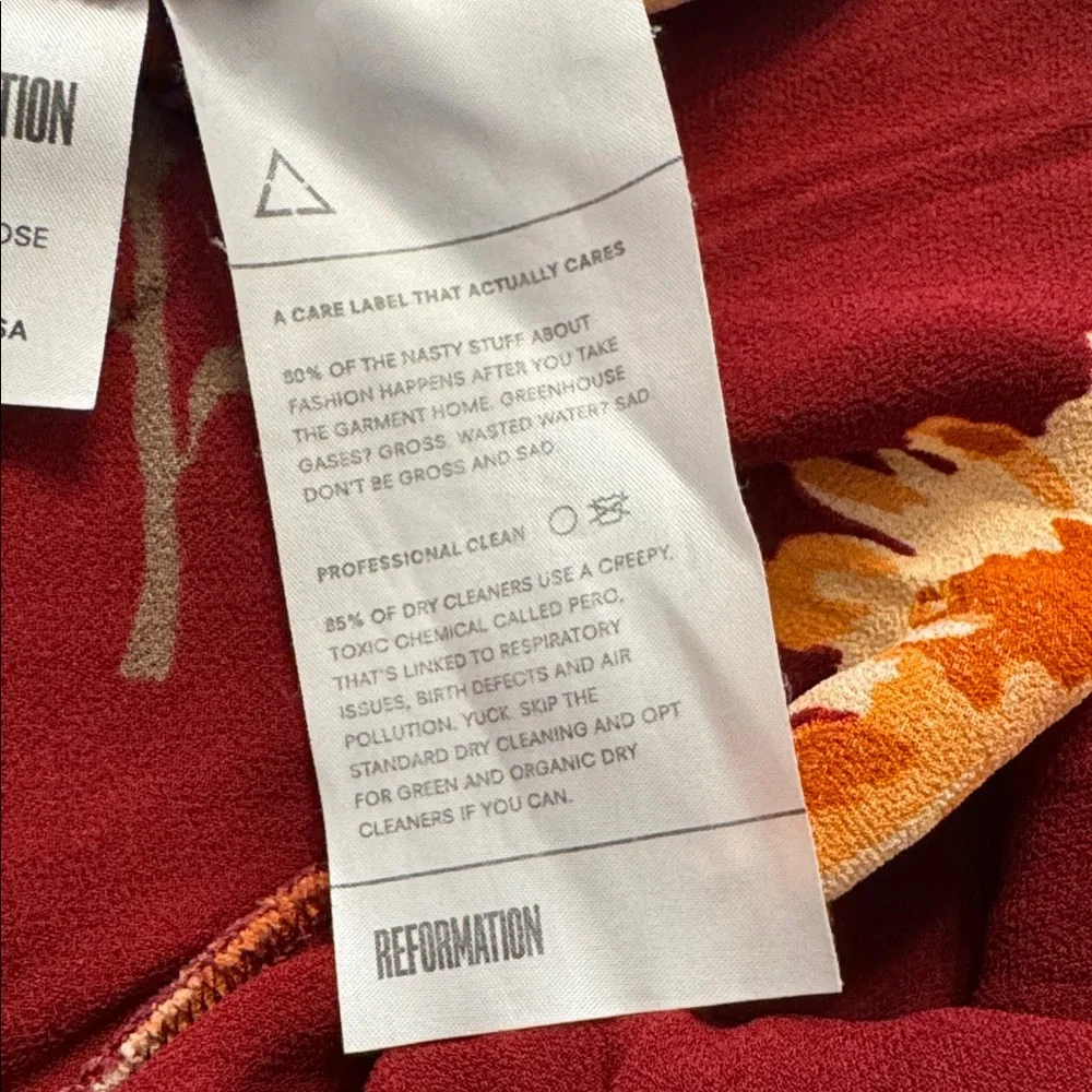 Reformation Santiago Floral Boho Dress Auburn Drape Neck Dramatic Slit Size XS - Picture 13 of 15